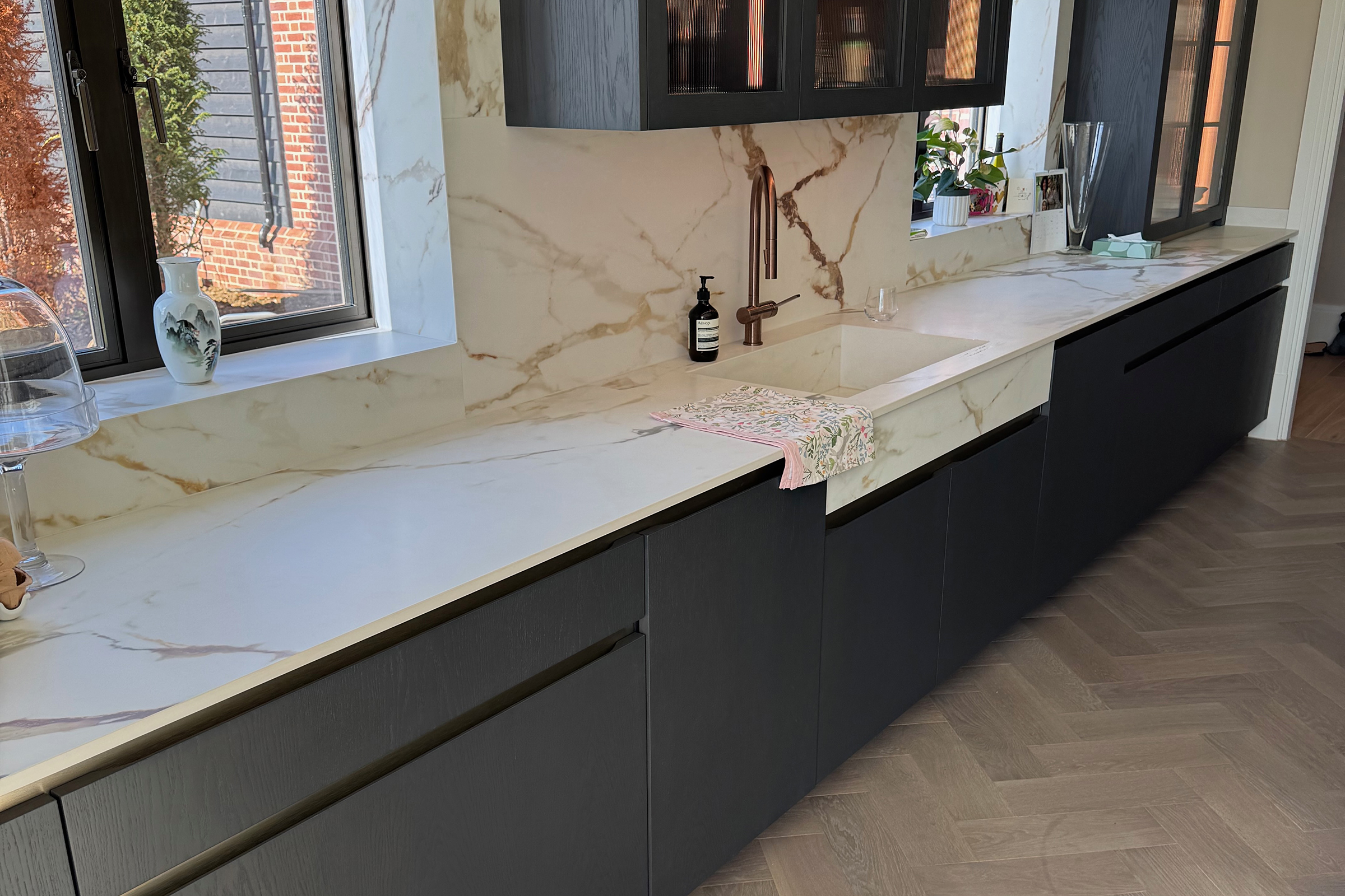 Kitchen top, sink and window Kitchen top, sink and window